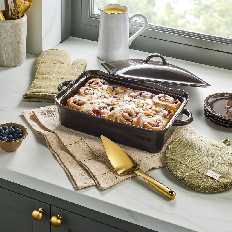 slide 2 of 4, Hearth & Hand with Magnolia Ceramic Wavy Edge Baking Dish Brown - Hearth & Hand™ with Magnolia, 1 ct