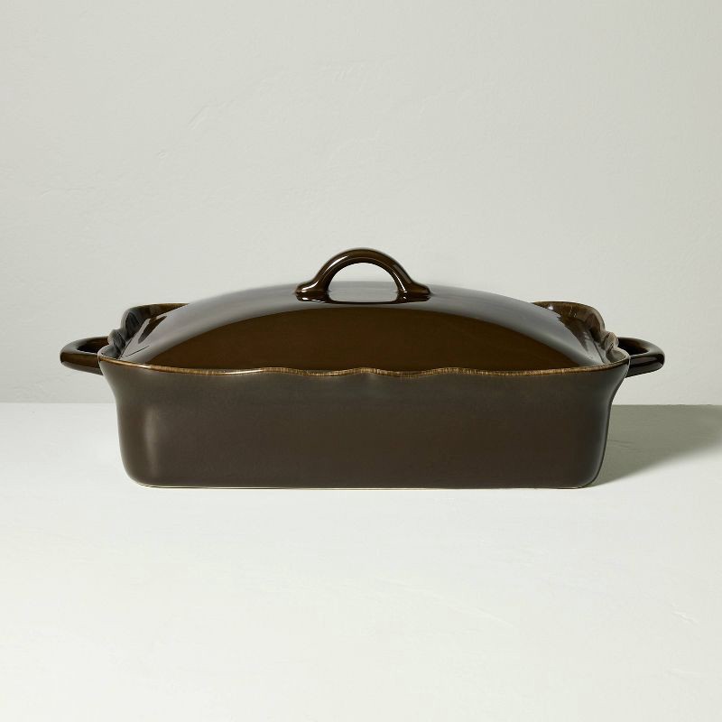 slide 1 of 4, Hearth & Hand with Magnolia Ceramic Wavy Edge Baking Dish Brown - Hearth & Hand™ with Magnolia, 1 ct