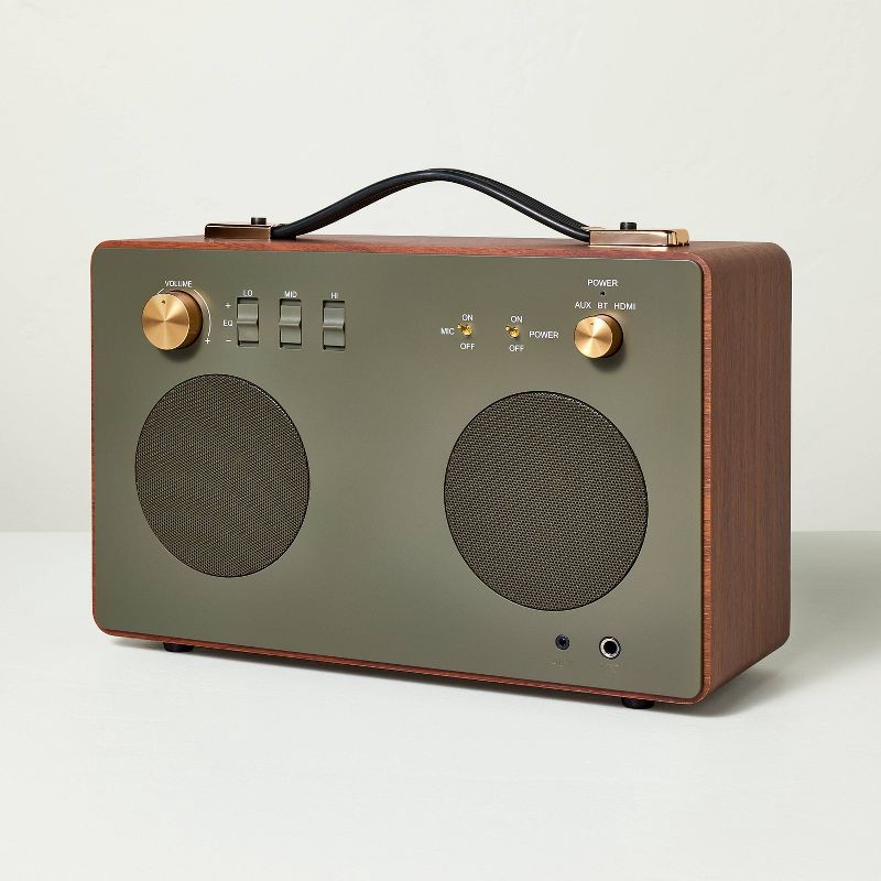 slide 3 of 5, Hearth & Hand with Magnolia Brass Dolby Speaker Forest Green - Hearth & Hand™ with Magnolia, 1 ct