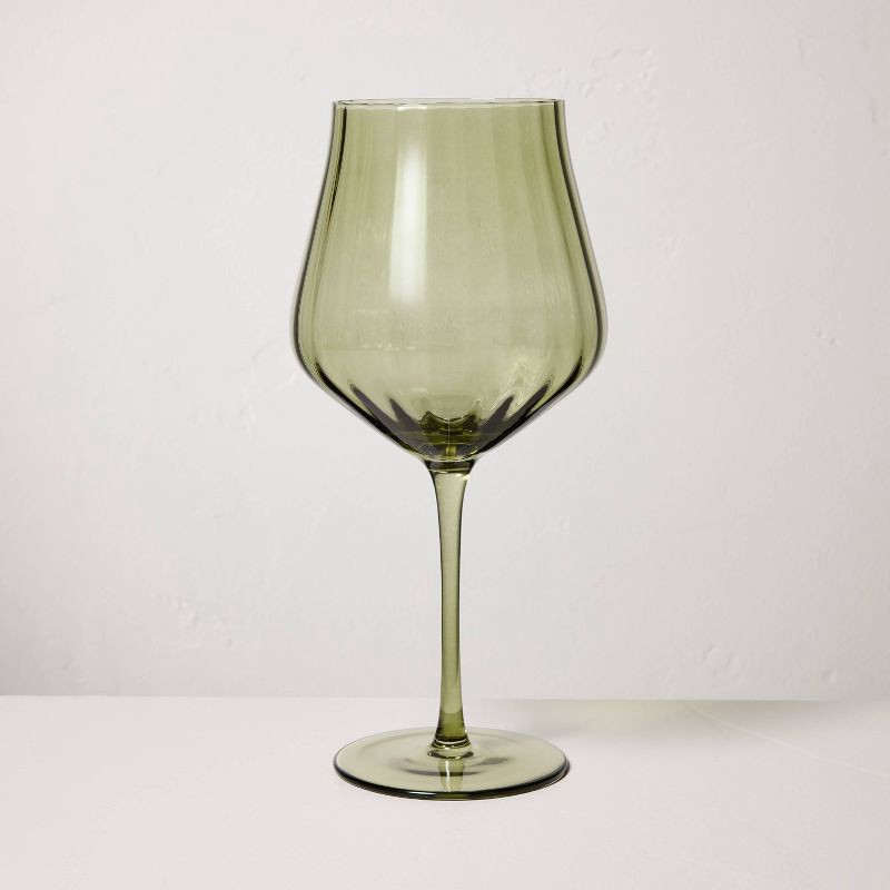 slide 1 of 4, Hearth & Hand with Magnolia 20oz Wine Glass Green - Hearth & Hand™ with Magnolia, 20 oz