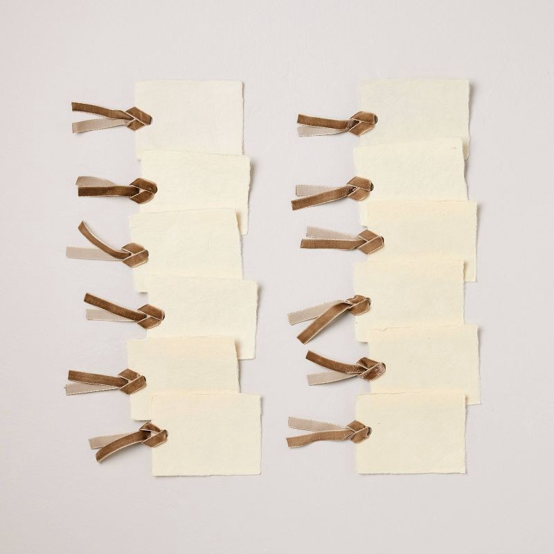 slide 1 of 3, Hearth & Hand with Magnolia Place Setting Cards with Brown Velvet Ribbon 12ct - Hearth & Hand™ with Magnolia, 12 ct