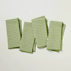 Hearth & Hand with Magnolia Set of 4 Serged Edge Gingham Cloth Napkins Green - Hearth & Hand™ with Magnolia