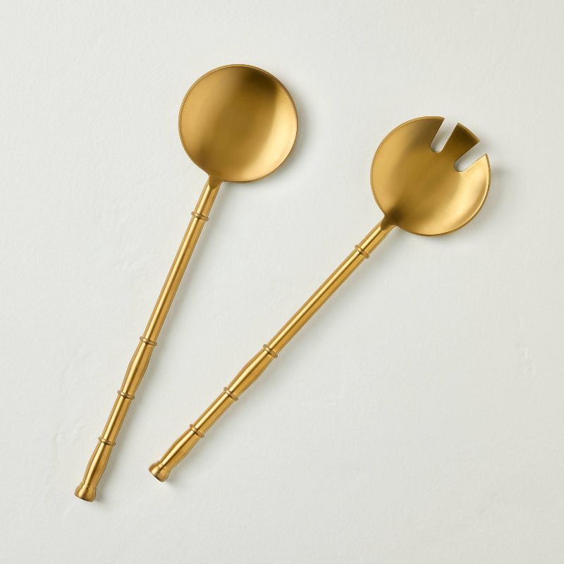 slide 1 of 3, Hearth & Hand with Magnolia 2pc Brass Finish Salad Fork and Spoon Set - Hearth & Hand™ with Magnolia, 2 ct