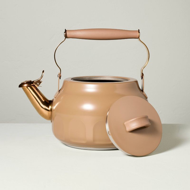 slide 5 of 5, Hearth & Hand with Magnolia Teapot with Copper Accents Tan - Hearth & Hand™ with Magnolia, 1 ct
