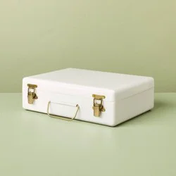 Hearth & Hand with Magnolia 9" Large Metal Box with Brass Hardware Sour Cream - Hearth & Hand™ with Magnolia