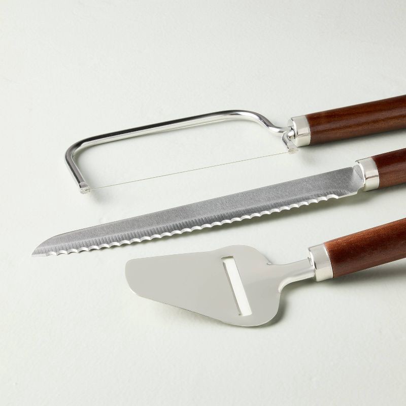 slide 3 of 3, Hearth & Hand with Magnolia Set of 3 Cheese and Bread Knives Dark Brown - Hearth & Hand™ with Magnolia, 1 ct