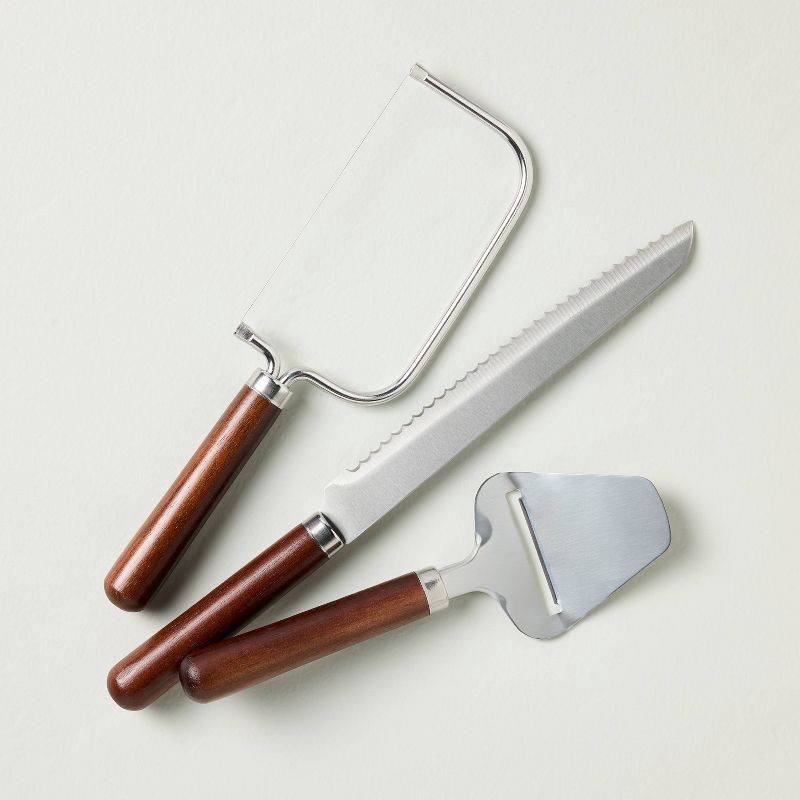 slide 1 of 3, Hearth & Hand with Magnolia Set of 3 Cheese and Bread Knives Dark Brown - Hearth & Hand™ with Magnolia, 1 ct