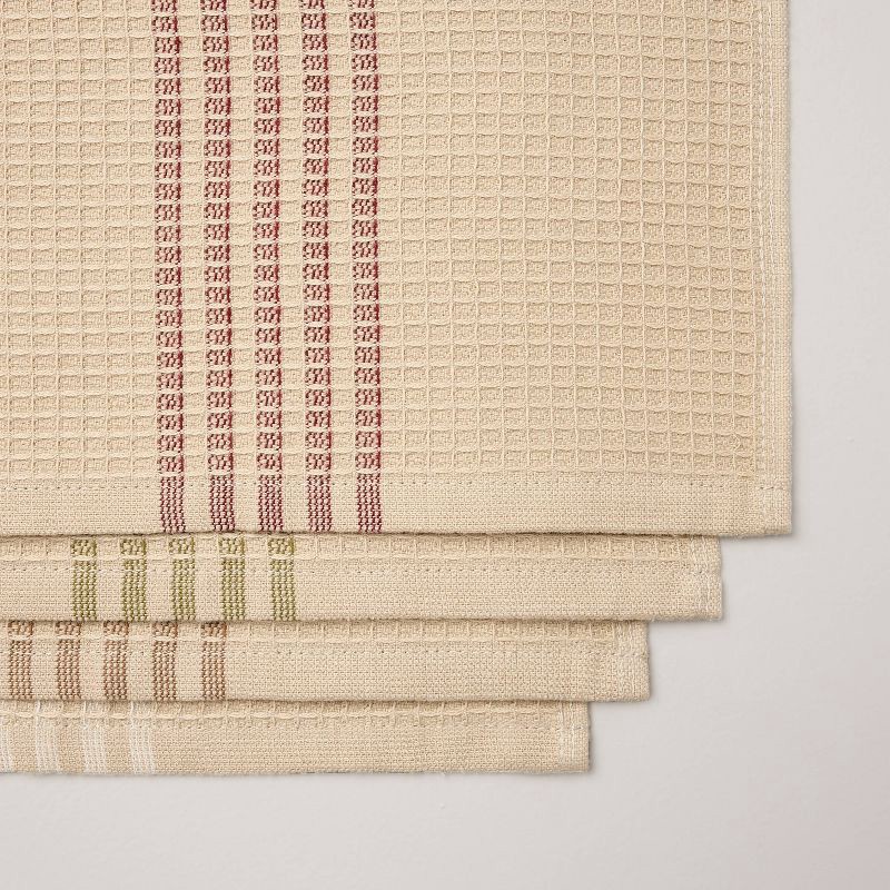 slide 3 of 3, Hearth & Hand with Magnolia Set of 4 Fall Dishcloths Cream with Stripes - Hearth & Hand™ with Magnolia, 1 ct