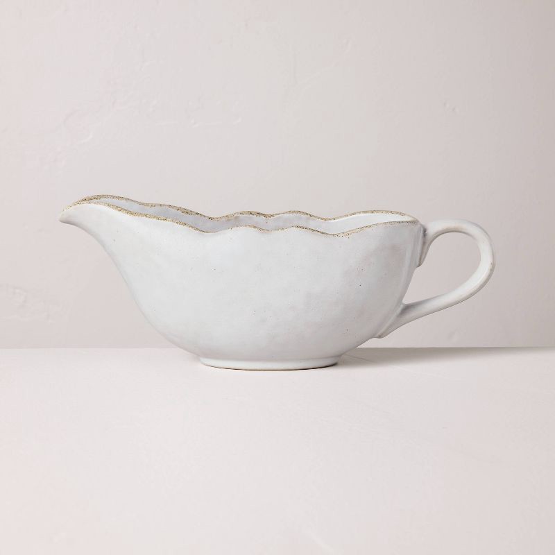 slide 1 of 3, Hearth & Hand with Magnolia Carved Edge Gravy Boat Cream - Hearth & Hand™ with Magnolia, 1 ct
