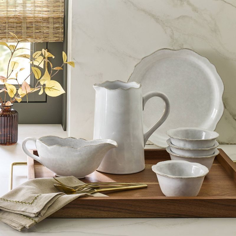 slide 2 of 3, Hearth & Hand with Magnolia Carved Edge Pitcher Cream - Hearth & Hand™ with Magnolia, 1 ct