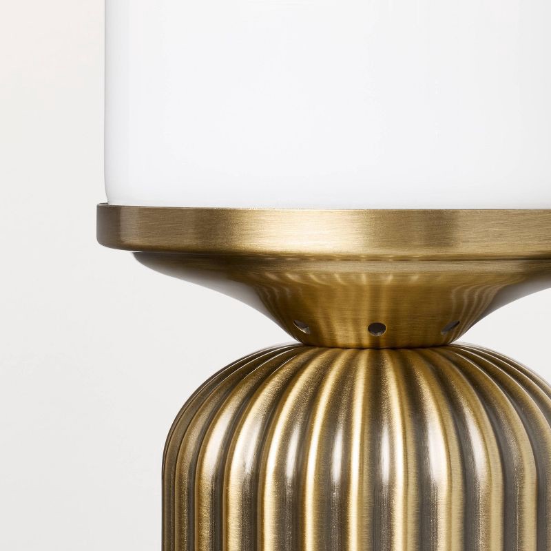 slide 4 of 5, Hearth & Hand with Magnolia Brass Fluted and Frosted Glass Accent Table Lamp Brass/White - Hearth & Hand™ with Magnolia, 1 ct