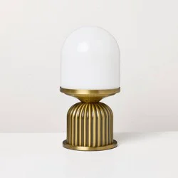 Hearth & Hand with Magnolia Brass Fluted and Frosted Glass Accent Table Lamp Brass/White - Hearth & Hand™ with Magnolia