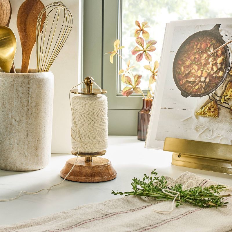 slide 2 of 3, Hearth & Hand with Magnolia Wood and Brass Finish Twine Holder - Hearth & Hand™ with Magnolia, 1 ct