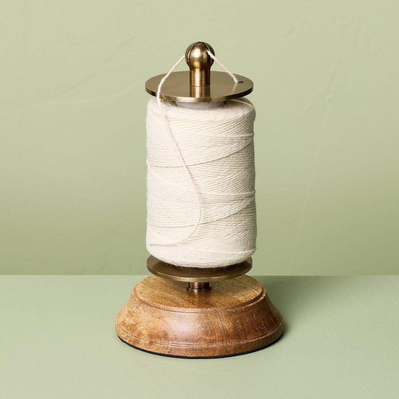 slide 1 of 3, Hearth & Hand with Magnolia Wood and Brass Finish Twine Holder - Hearth & Hand™ with Magnolia, 1 ct