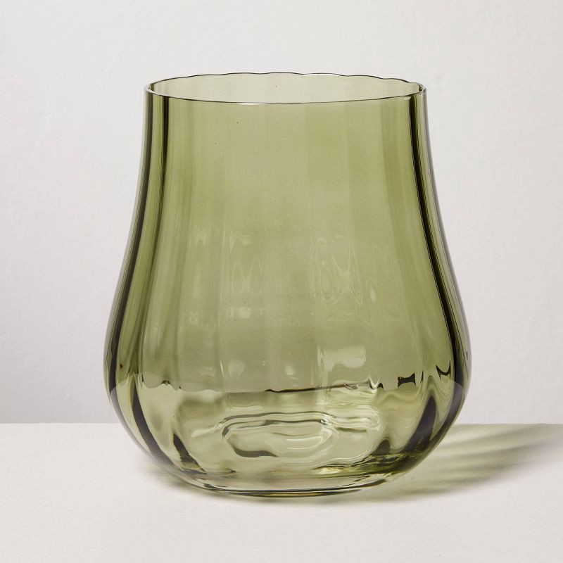 slide 1 of 4, Hearth & Hand with Magnolia 14oz Short Water Glass Green - Hearth & Hand™ with Magnolia, 14 oz