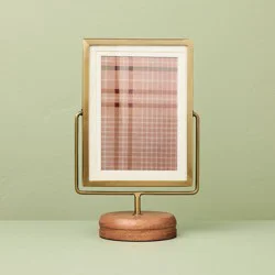 Hearth & Hand with Magnolia 4"x6" Brass Frame on Wood Pedestal - Hearth & Hand™ with Magnolia