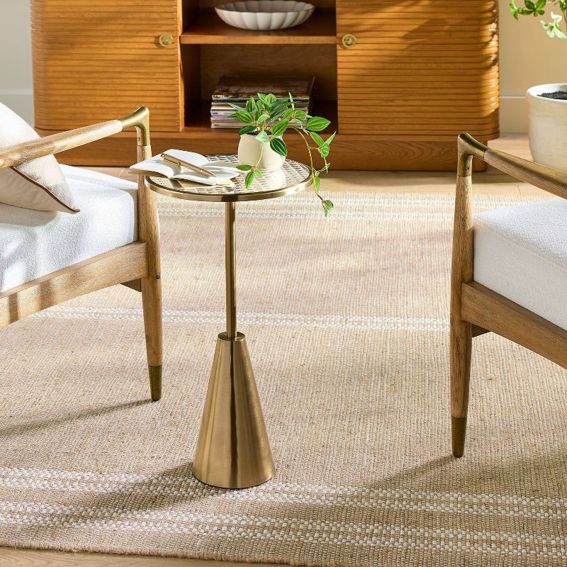 slide 2 of 5, Hearth & Hand w/Magnolia Furniture Round Accent Side Table Glass/Brass - Hearth & Hand™ with Magnolia, 1 ct