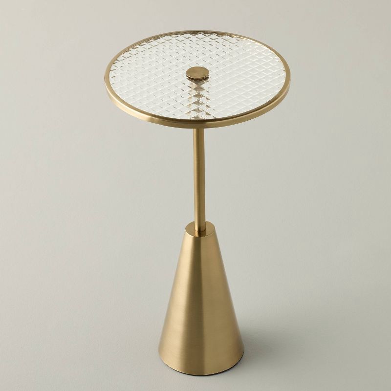 slide 3 of 5, Hearth & Hand w/Magnolia Furniture Round Accent Side Table Glass/Brass - Hearth & Hand™ with Magnolia, 1 ct