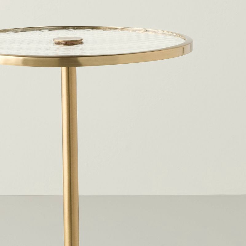 slide 4 of 5, Hearth & Hand w/Magnolia Furniture Round Accent Side Table Glass/Brass - Hearth & Hand™ with Magnolia, 1 ct