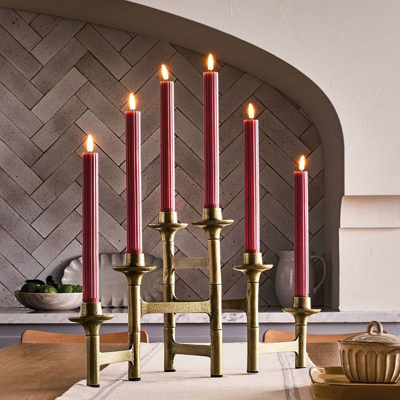 slide 2 of 3, Hearth & Hand with Magnolia 6ct Taper Adjustable Brass Candelabra - Hearth & Hand™ with Magnolia, 6 ct