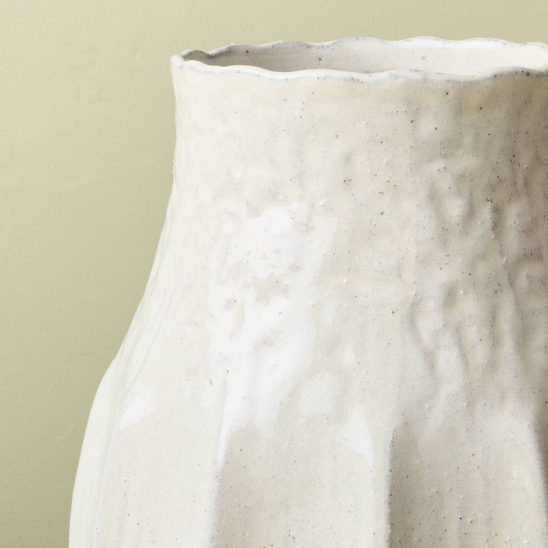 slide 4 of 4, Hearth & Hand with Magnolia 12" Pleated Ceramic Vase Sour Cream - Hearth & Hand™ with Magnolia, 1 ct