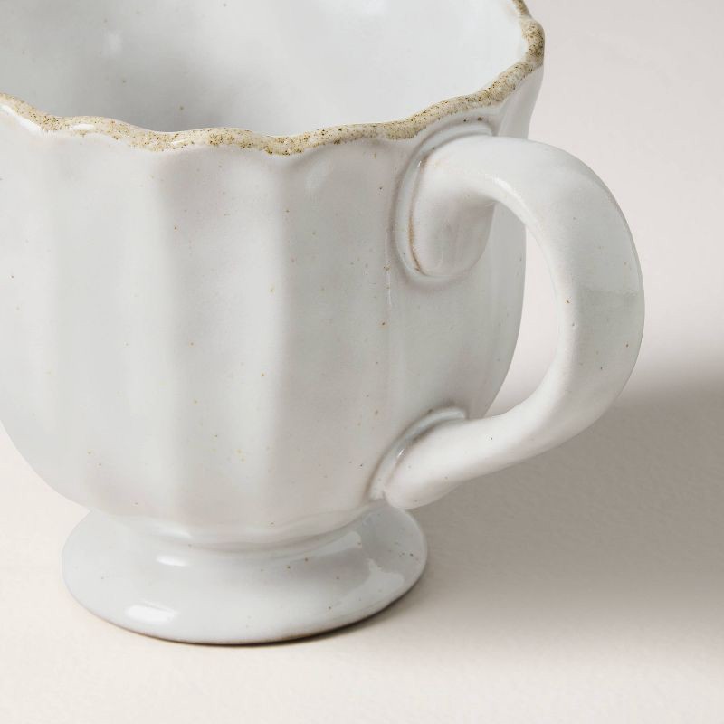 slide 3 of 3, Hearth & Hand with Magnolia 12oz Scalloped Edge Ceramic Mug with Foot Sour Cream - Hearth & Hand™ with Magnolia, 12 oz