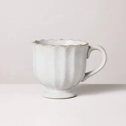 Hearth & Hand with Magnolia 12oz Scalloped Edge Ceramic Mug with Foot Sour Cream - Hearth & Hand™ with Magnolia