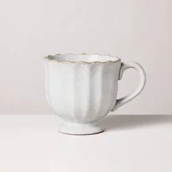 Hearth & Hand with Magnolia 12oz Scalloped Edge Ceramic Mug with Foot Sour Cream - Hearth & Hand™ with Magnolia