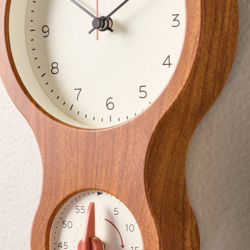 slide 3 of 3, Hearth & Hand with Magnolia Faux Wood and Brass Kitchen Clock and Timer - Hearth & Hand™ with Magnolia, 1 ct
