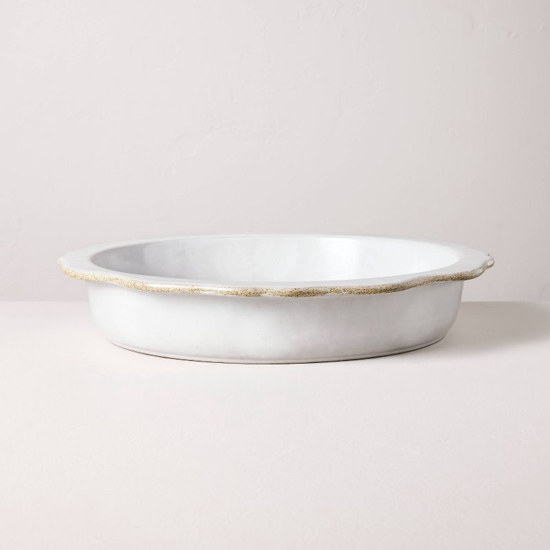 slide 1 of 3, Hearth & Hand with Magnolia Carved Edge Pie Plate Cream - Hearth & Hand™ with Magnolia, 1 ct