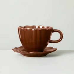 Hearth & Hand with Magnolia 5oz Scalloped Stoneware Espresso Cup Brown - Hearth & Hand™ with Magnolia