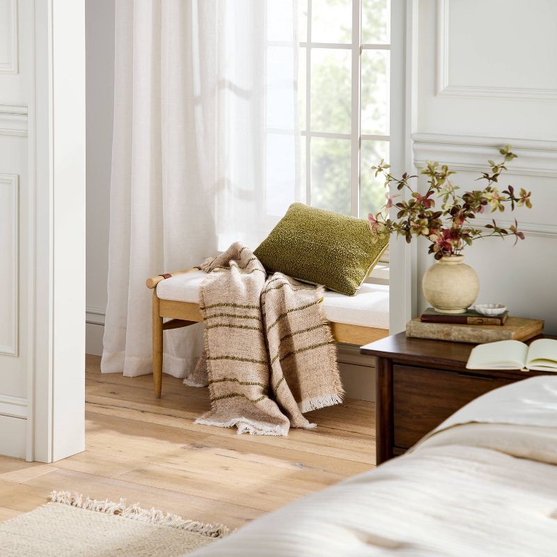 slide 2 of 3, Hearth & Hand with Magnolia Cozy Stripe Throw Blanket Green/Tan - Hearth & Hand™ with Magnolia, 1 ct