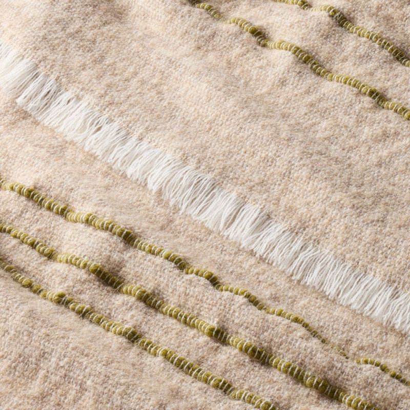 slide 3 of 3, Hearth & Hand with Magnolia Cozy Stripe Throw Blanket Green/Tan - Hearth & Hand™ with Magnolia, 1 ct
