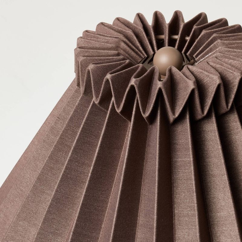 slide 4 of 4, Hearth & Hand with Magnolia Ceramic with Brown Knife Pleat Shade Accent Table Lamp Sour Cream - Hearth & Hand™ with Magnolia, 1 ct