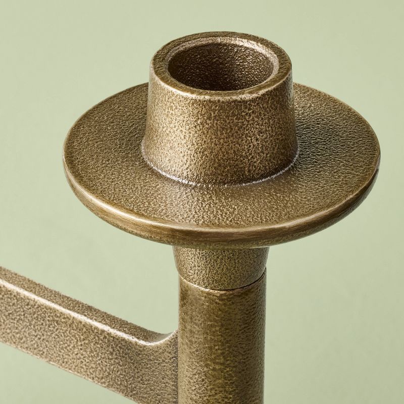 slide 3 of 3, Hearth & Hand with Magnolia 3ct Taper Brass Candelabra - Hearth & Hand™ with Magnolia, 3 ct