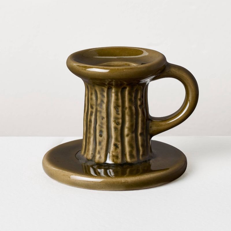 slide 1 of 3, Hearth & Hand with Magnolia 2.3"x3.25" Fall Ceramic Taper Candle Holder - Hearth & Hand™ with Magnolia, 1 ct