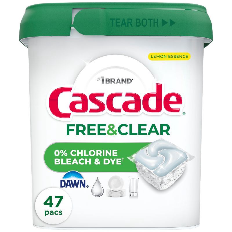 slide 1 of 11, Cascade Free & Clear Pods Dishwasher Detergents - Lemon Essence - 47ct, 47 ct