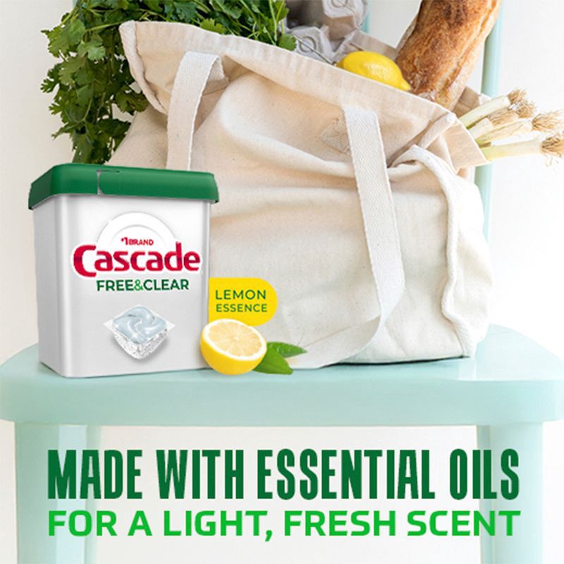 slide 6 of 10, Cascade Free & Clear Pods Dishwasher Detergents - Lemon Essence - 47ct, 47 ct