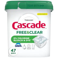 Cascade Free & Clear Pods Dishwasher Detergents - Lemon Essence - 47ct