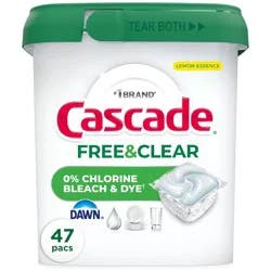 Cascade Free & Clear Pods Dishwasher Detergents - Lemon Essence - 47ct