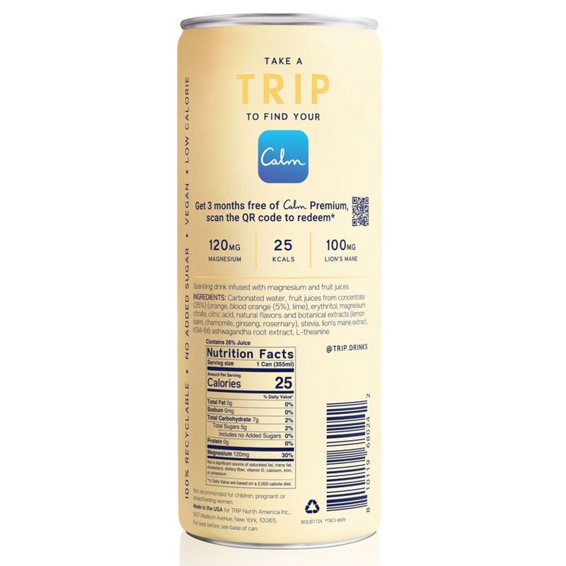 slide 5 of 5, TRIP Mindful Blend Blood Orange Lightly Sparkling Botanicals - 12 fl oz Can, 12 fl oz