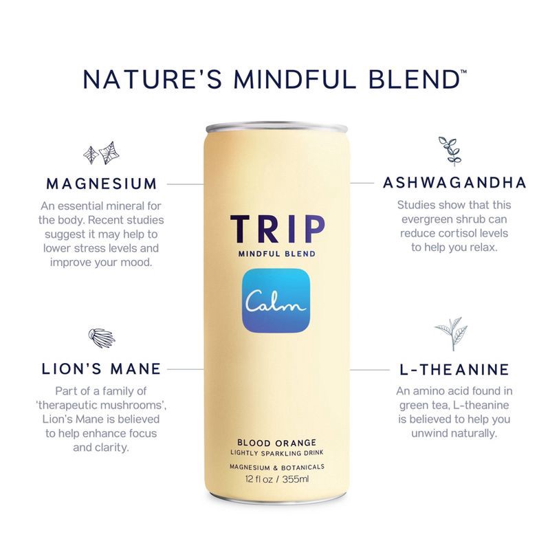 slide 4 of 5, TRIP Mindful Blend Blood Orange Lightly Sparkling Botanicals - 12 fl oz Can, 12 fl oz