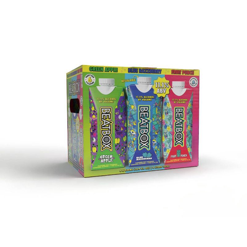 slide 2 of 2, BeatBox Beverages BeatBox Variety Pack 11.1% Malt - 6pk/500ml Box, 6 ct; 500 ml