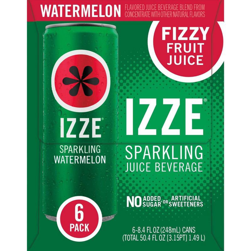 slide 4 of 7, IZZE Watermelon Sparkling Juice - 6pk/8.4 fl oz Cans, 6 ct; 8.4 fl oz