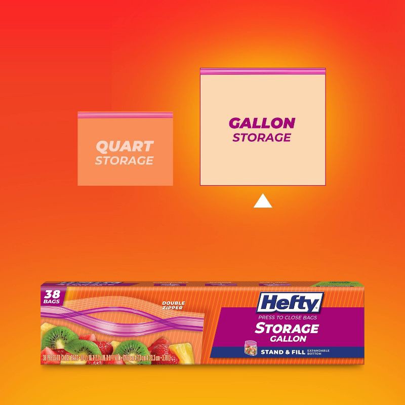 slide 2 of 7, Hefty Gallon Stand and Fill Food Storage Bags - 38ct, 38 ct