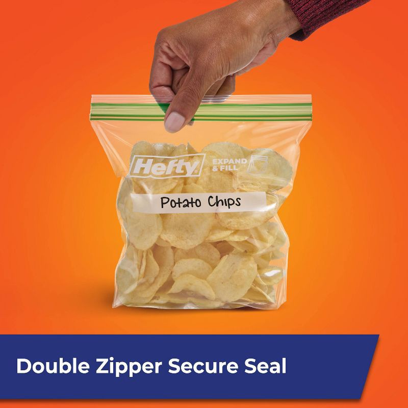 slide 3 of 6, Hefty XL Sandwich Expand and Fill Food Storage Bags - 130ct, 130 ct