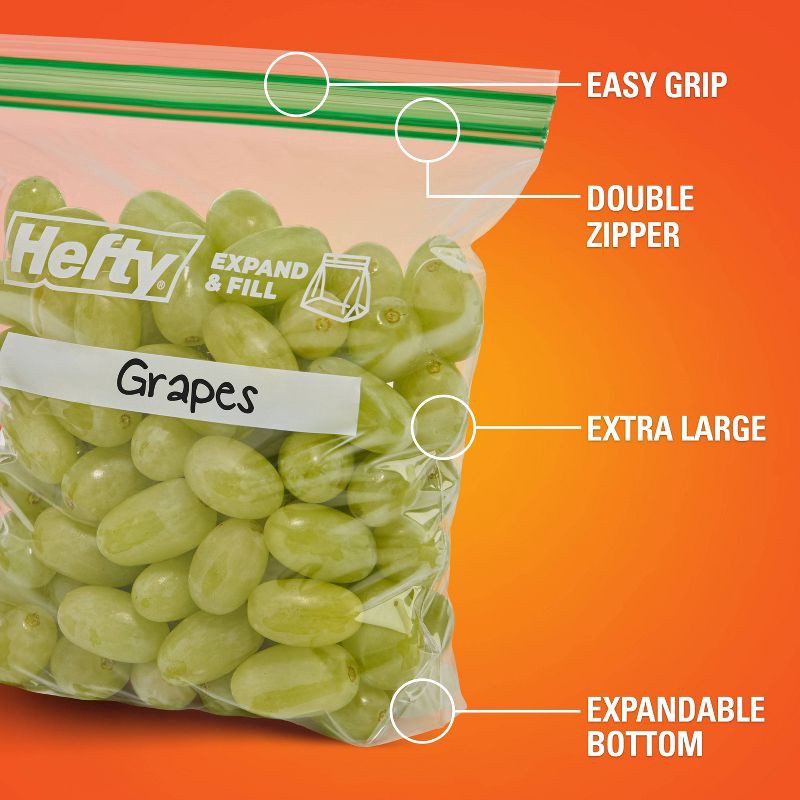 slide 4 of 6, Hefty XL Sandwich Expand and Fill Food Storage Bags - 130ct, 130 ct