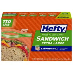 Hefty XL Sandwich Expand and Fill Food Storage Bags - 130ct