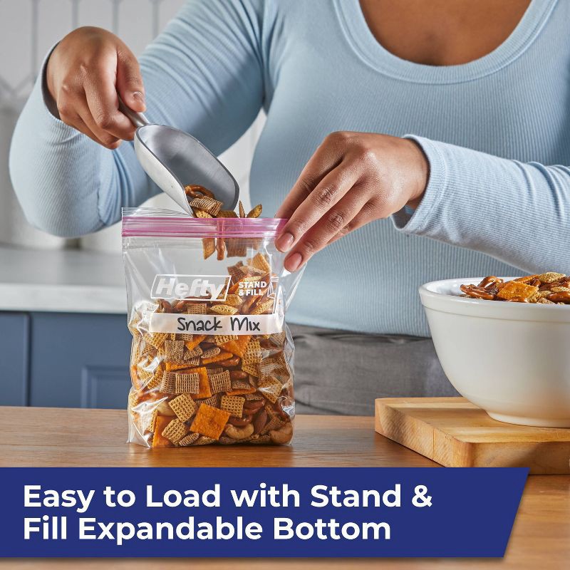 slide 3 of 8, Hefty Quart Stand and Fill Food Storage Bags - 48ct, 48 ct