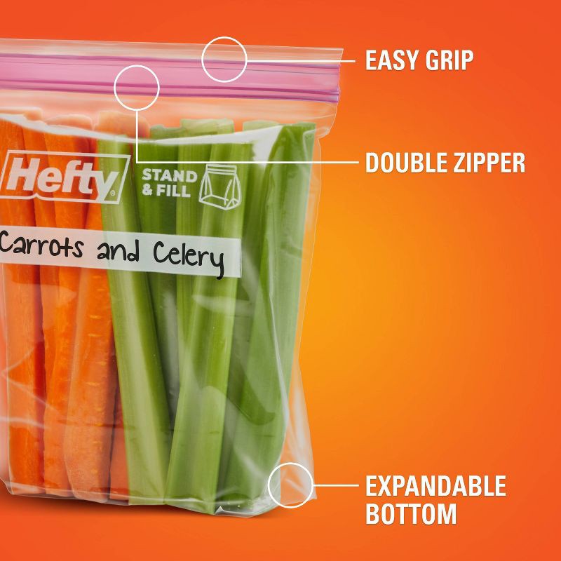 slide 5 of 8, Hefty Quart Stand and Fill Food Storage Bags - 48ct, 48 ct